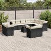 vidaXL 13 Piece Garden Sofa Set with Cushions Black Poly Rattan