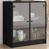vidaXL Side Cabinet with Glass Doors Black 68x37x75.5 cm