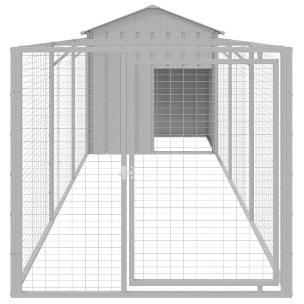 vidaXL Dog House with Roof Light Grey 117x405x123 cm Galvanised Steel