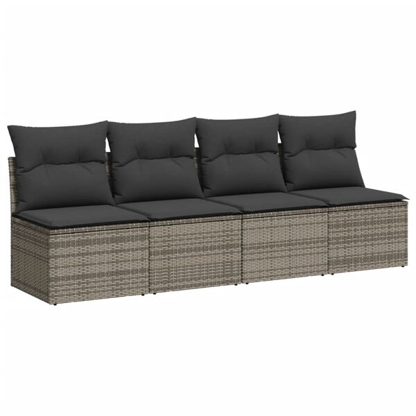 vidaXL 10 Piece Garden Sofa Set with Cushions Grey Poly Rattan