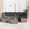 vidaXL Garden Sofa Set 7 pcs Grey Poly Rattan and Steel and Glass