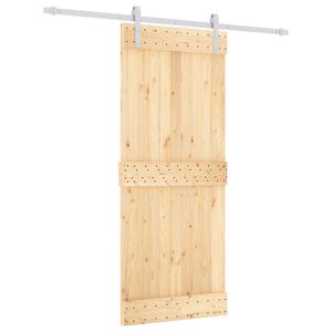 vidaXL Sliding Door Natural and White 85 x 210 cm Solid Pine Wood