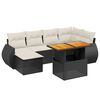 vidaXL 7 Piece Garden Sofa Set with Cushions Black Poly Rattan