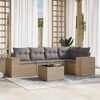 vidaXL 6 Piece Garden Sofa Set with Cushions Beige Poly Rattan