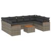vidaXL 10 Piece Garden Sofa Set with Cushions Grey Poly Rattan