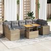 vidaXL 8 Piece Garden Sofa Set with Cushions Beige Poly Rattan