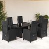 vidaXL 7 Piece Garden Dining Set with Cushions Black Poly Rattan