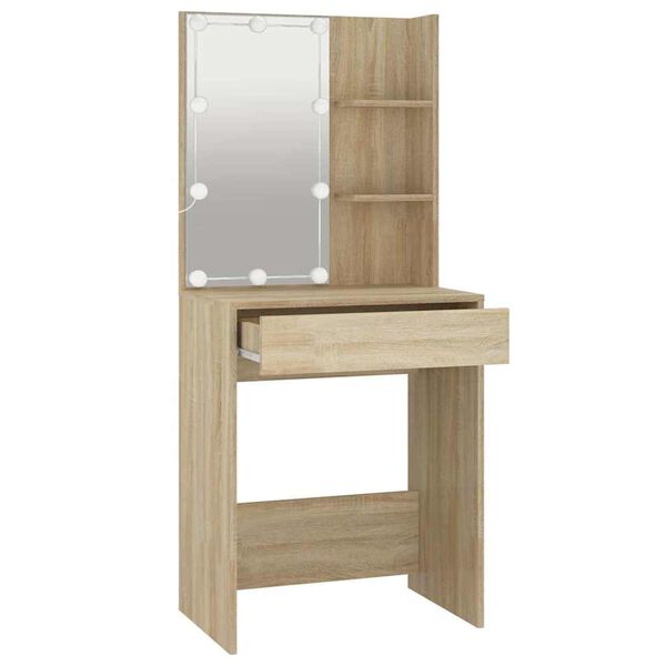 vidaXL Dressing Table with LED Sonoma Oak 60x40x140 cm