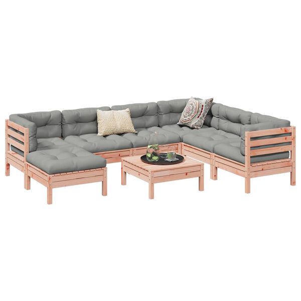 vidaXL 8 Piece Garden Sofa Set with Cushions Solid Wood Douglas Fir