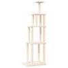 vidaXL Cat Tree with Sisal Scratching Posts Cream 183 cm