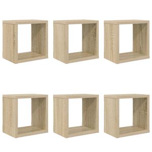vidaXL Wall Cube Shelves 6 pcs Sonoma Oak 22x15x22 cm