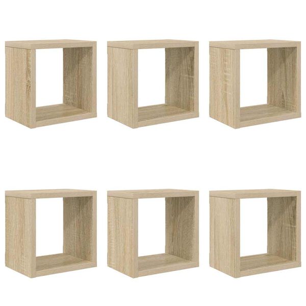 vidaXL Wall Cube Shelves 6 pcs Sonoma Oak 22x15x22 cm