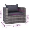 vidaXL 7 Piece Garden Sofa Set with Cushions & Pillows Poly Rattan Grey