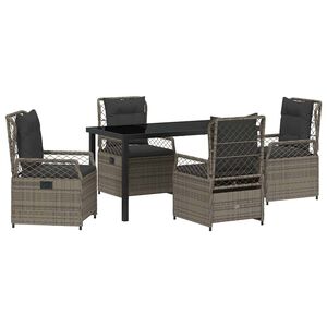 vidaXL Garden Dining Set 5 pcs Grey Poly Rattan