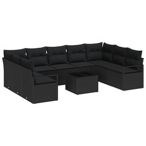 vidaXL Garden Sofa Set 10 pcs Black Poly Rattan
