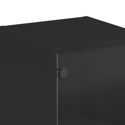 vidaXL Highboard with Glass Door Black 35x37x142 cm