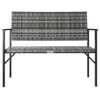 vidaXL 2-Seater Garden Bench Grey Poly Rattan
