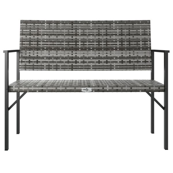 vidaXL 2-Seater Garden Bench Grey Poly Rattan