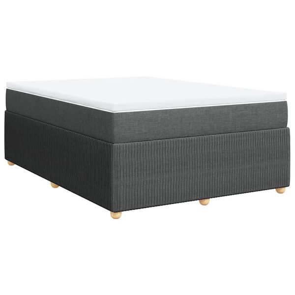 vidaXL Box Spring Bed with Mattress Black Queen Fabric