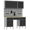 vidaXL Work Cabinet 8 pcs Black and Grey Engineered Wood and Steel