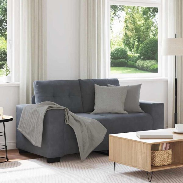 vidaXL Loveseat Sofa Dark Grey 120 cm Velvet