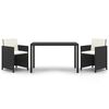 vidaXL 3 Piece Garden Dining Set with Cushions Poly Rattan Brown