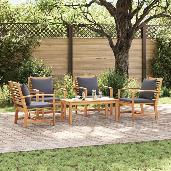 vidaXL Garden Sofa Set 5 pcs Natural Solid Teak Wood