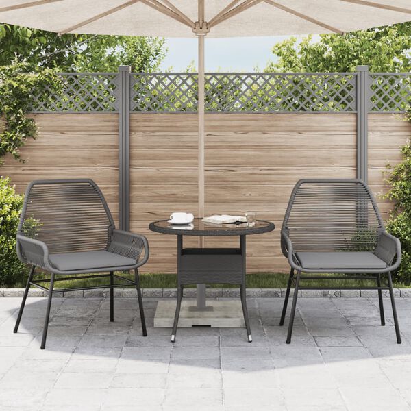 vidaXL Garden Chairs 2 pcs with Cushions Grey Poly Rattan