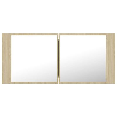 vidaXL LED Bathroom Mirror Cabinet Sonoma Oak 100x12x45 cm