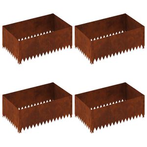 vidaXL Lawn Edging 4 pcs 100 x 60 x 35 cm Steel Rusty