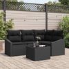 vidaXL Sofa Set with Cushion 5 pcs Black Poly Rattan