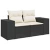 vidaXL Garden Sofa with Cushions 2-Seater Black Poly Rattan