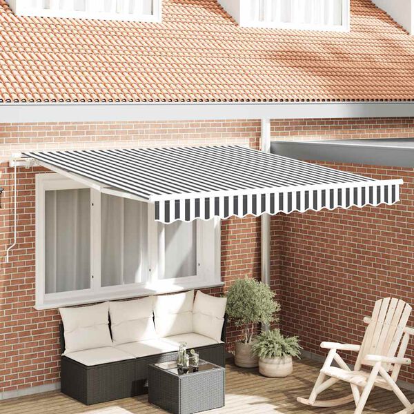 vidaXL Manual Retractable Awning Anthracite&White 300x250 cm