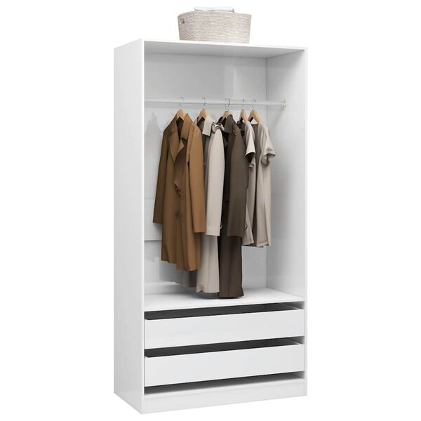 vidaXL Wardrobe High Gloss White 100x50x200 cm Engineered Wood