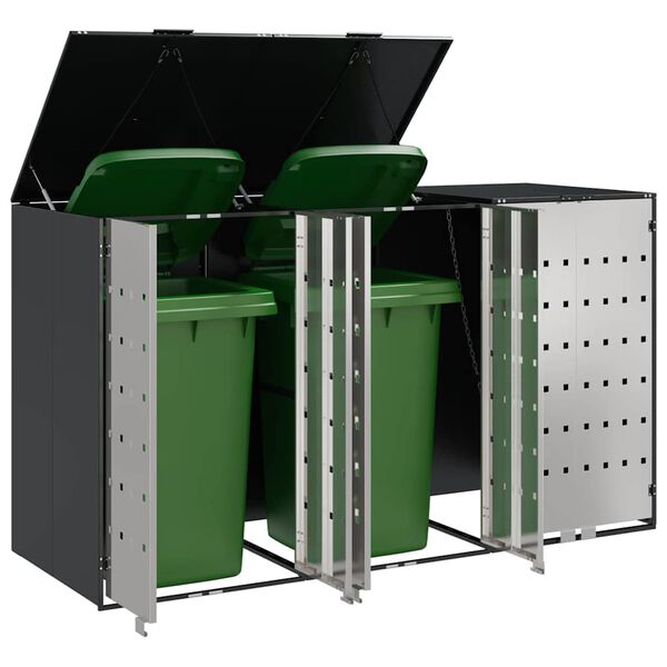 vidaXL Wheelie Bin Storage for 3 Bins Anthracite 204 x 77.5 x 115.5 cm