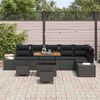 vidaXL Garden Sofa Set with Cushion 9 pcs Black Poly rattan