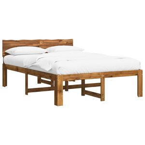 vidaXL Double Bed Frame with Headboard ROSTOCK Natural 135 x 190 cm