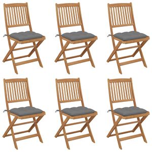 vidaXL Folding Garden Chairs 6 pcs with Cushions Solid Acacia Wood