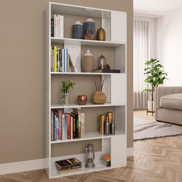 vidaXL Book Cabinet/Room Divider High Gloss White 80x24x159 cm Engineered Wood