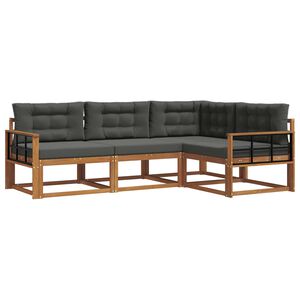 vidaXL Outdoor Sofa Set 4 pcs Natural and Anthracite