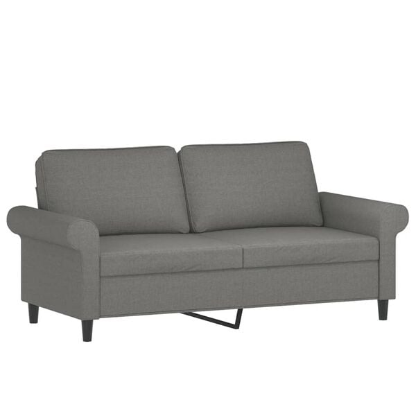 vidaXL 2-Seater Sofa with Pillows&Cushions Dark Grey 140 cm Fabric