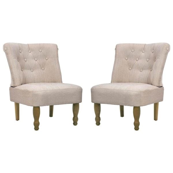 vidaXL French Chairs 2 pcs Cream Fabric