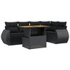vidaXL 6 Piece Garden Sofa Set with Cushions Black Poly Rattan
