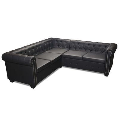 vidaXL Chesterfield Corner Sofa 5-Seater Artificial Leather Black