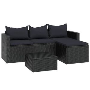 vidaXL Garden Lounge Set Black Poly Rattan