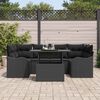 vidaXL Garden Sofa Set with Cushion 7 pcs Black Poly Rattan