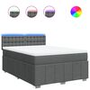 vidaXL Box Spring Bed with Mattress Dark Grey Queen Fabric