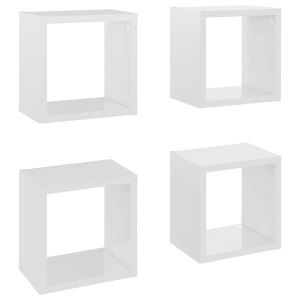 vidaXL Wall Cube Shelves 4 pcs High Gloss White 22x15x22 cm