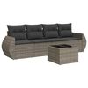 vidaXL 5 Piece Garden Sofa Set with Cushions Grey Poly Rattan