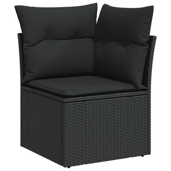 vidaXL Garden Sofa Set with Cushion 8 pcs Black Poly rattan